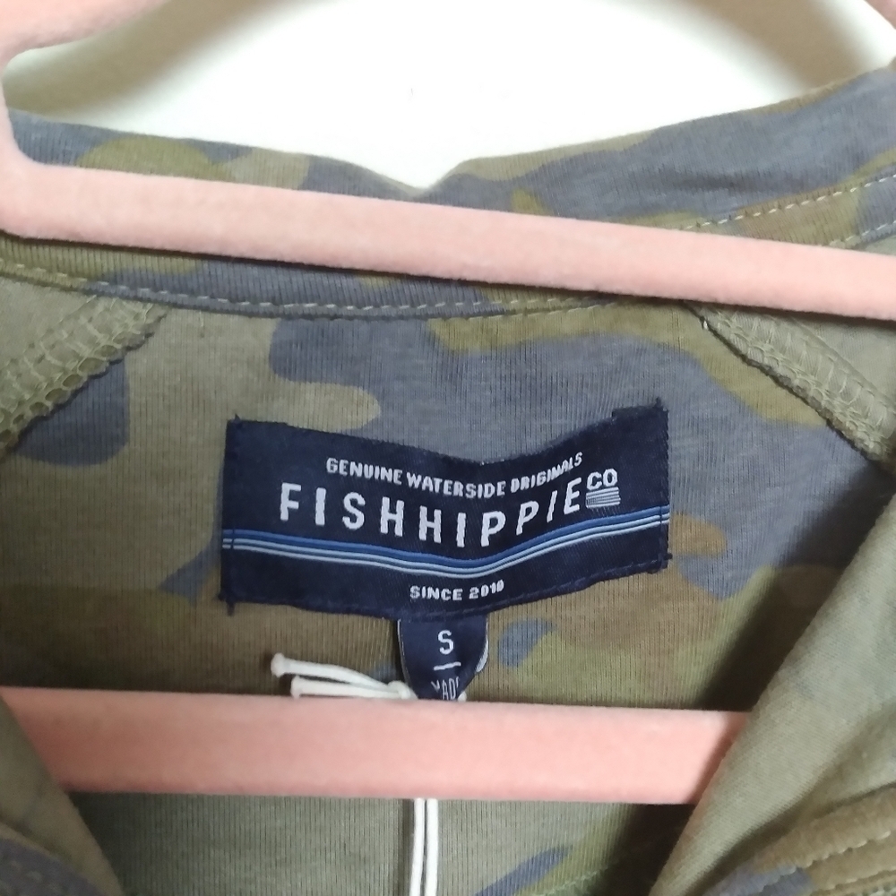 Fishhippie Cedar Island Camo Quarter Zip Pullover Size Small - Picture 9 of 11